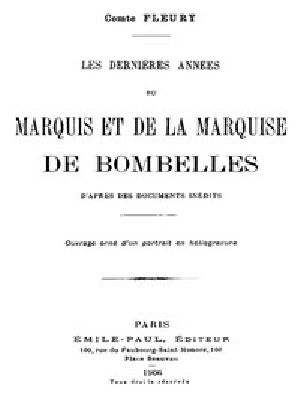 [Gutenberg 45036] • Les Dernières Années du Marquis et de la Marquise de Bombelles